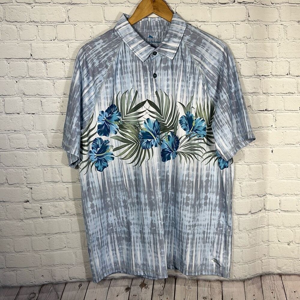 Tommy Bahama Polo Shirt Men's Large Tidepool Royale‎ UPF 30 Islandzone